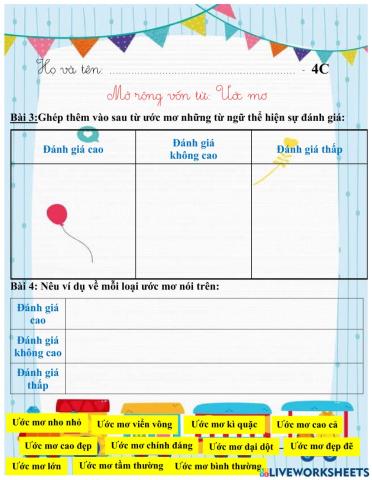 LTVC Ước mơ lớp 4A