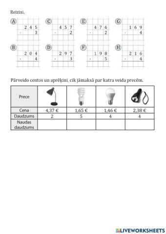 Trīsciparu skaitļu reizināšana ar viencipara skaitli