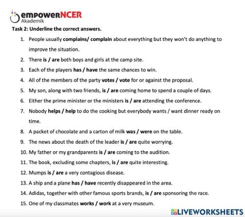 UiTM NCER 2021: Subject Verb Agreement