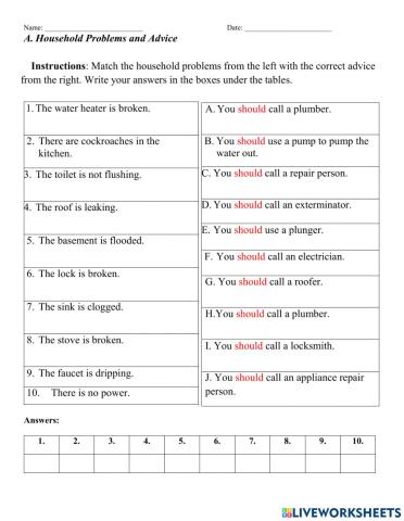 Household Problems and Advice