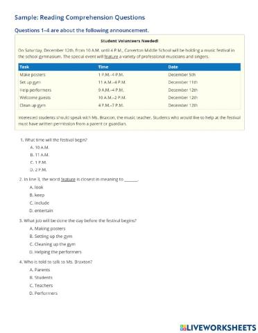 Toefl reading comprehension