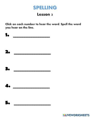 Spelling test- Lesson 3