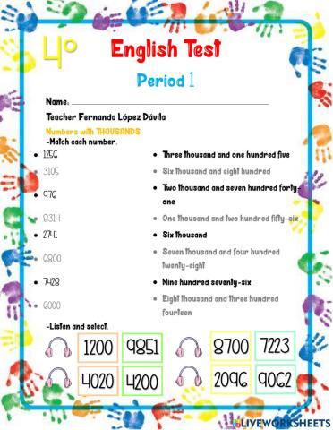 English Test 4th Grade