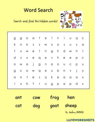 Word Search- Animals