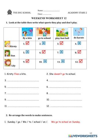 As2 - weekend worksheet 12