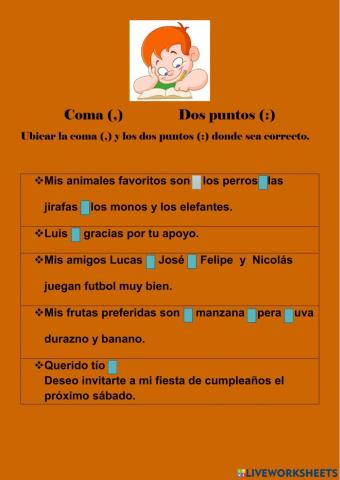 La coma y los dos puntos