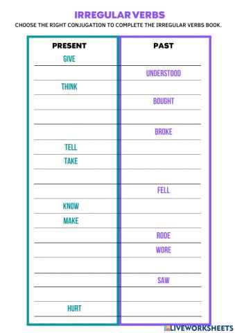 Irregular verbs practice - Past Simple Irregular Verbs