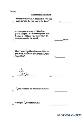Mathematics Review 6