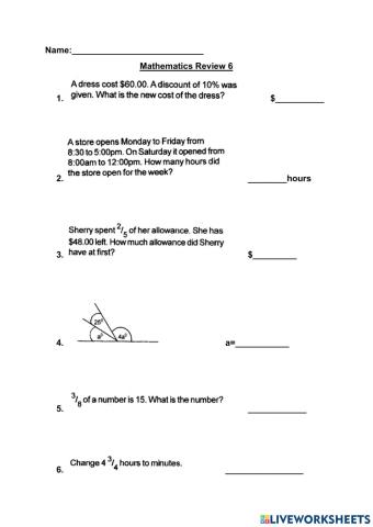 Mathematics Review 6