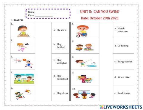 Unit 4: Can you swim?