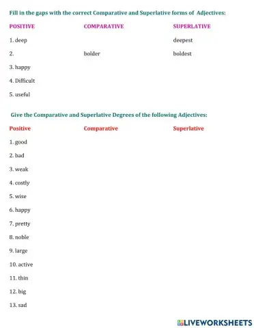 Degrees of adjectives