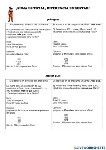 Problemas más que, menos que