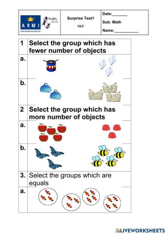 Comparing quantities of identical objects