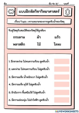 ความหมายของการดูดซับน้ำของวัสดุ