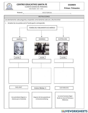Examen Primer Trimestre Historia Cuarto Primaria