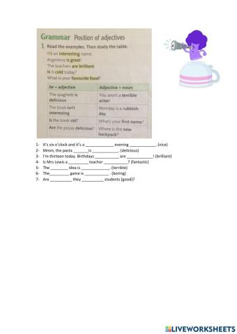 Position of adjectives