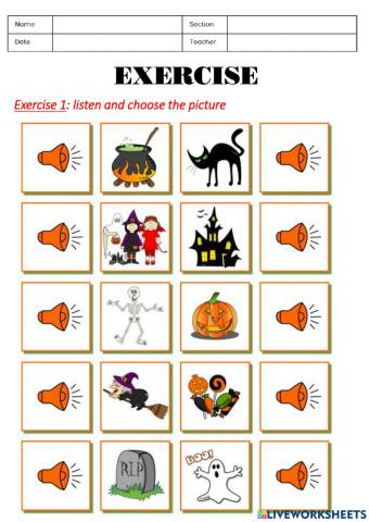 Kid halloween worksheet