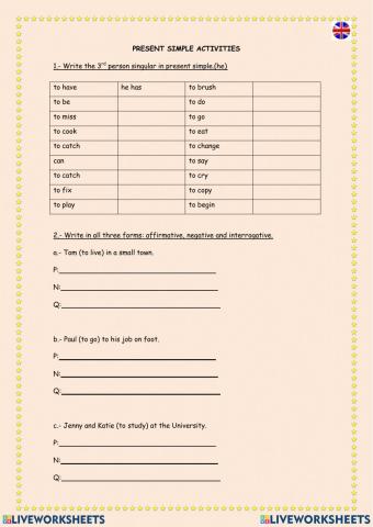 Present simple activities