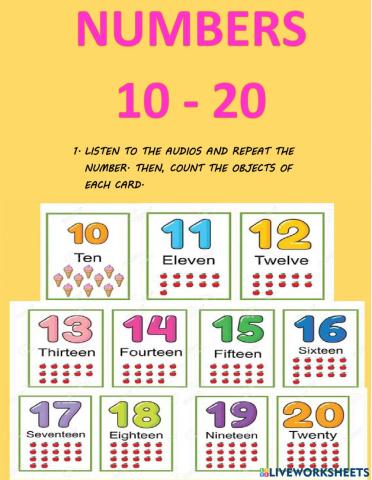 Numbers 10 - 20