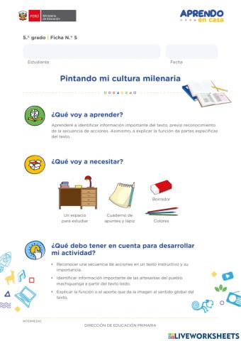 Ficha de refuerzo 5 comunicacion 5to grado