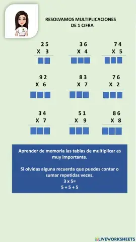 Multiplicación de 1 cifra