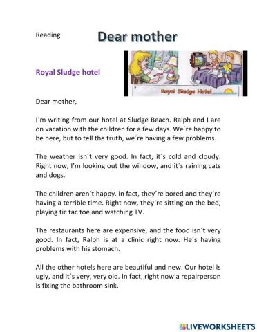 Dear mother- Royal Sludge hotel reading