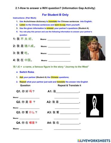 Student B-How to ask and answer w question