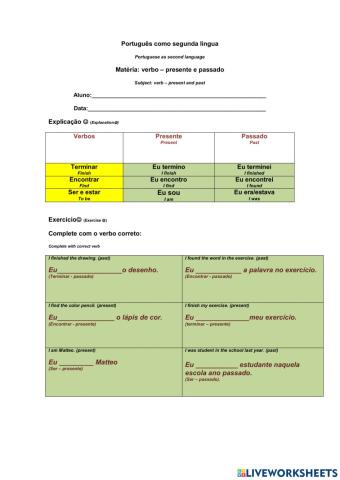 Portuguese as a second language - Verbs