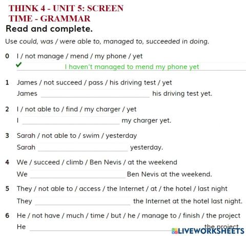 Think 4 - unit 5 - screen time - grammar