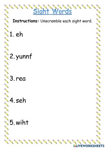 Sight Words Unscramble