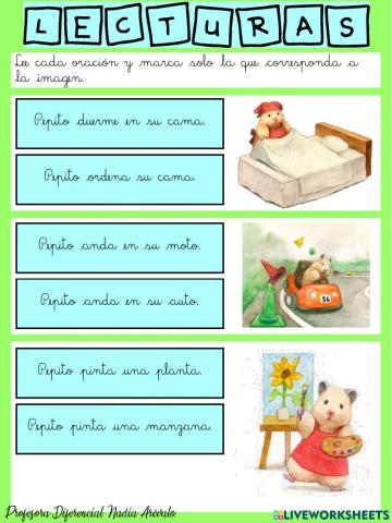 Lectura de oraciones