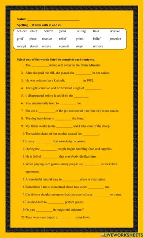 Words with ie and ei