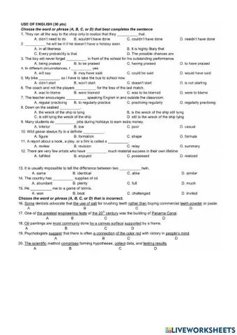 B2+ Grammar, Reading test