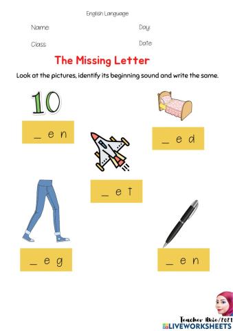 Cvc words letter e