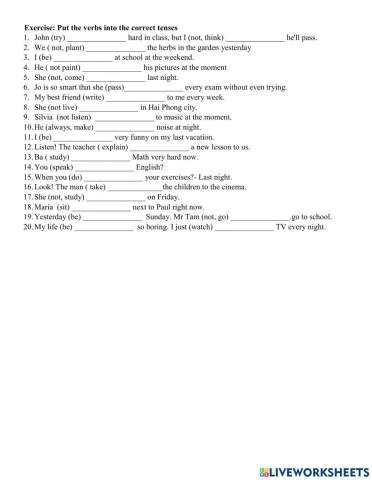 Simple Present-Simple Past-Present Continuous