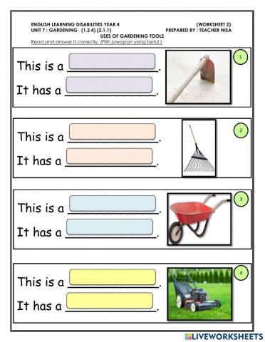 Year4-Unit7-Gardening-W2(Function of Gardening Tools & Vegetables)