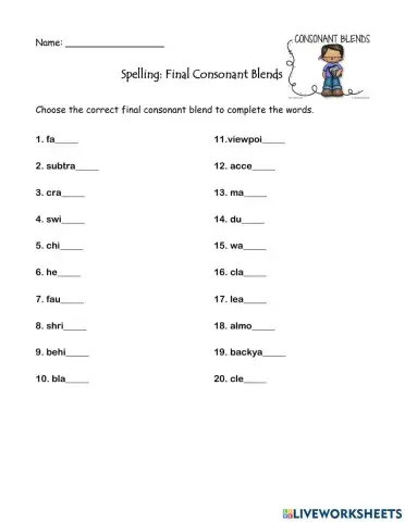 Final Consonant Blends