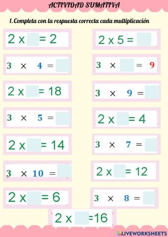 Tablas de multiplicar del 2 y 3