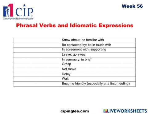 Phrasal verbs exam- Week 56 worksheet