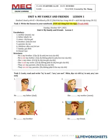 Starters 1A.110.Unit 4.Lesson 1