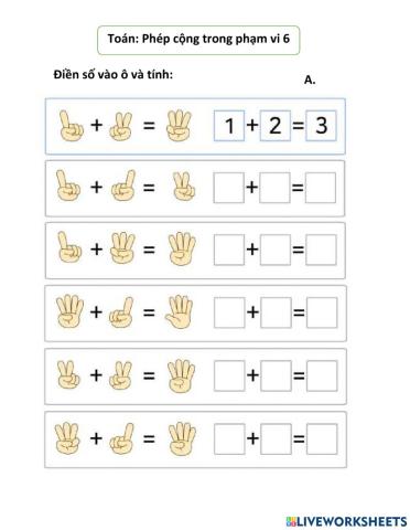 Bài ôn tập cộng trong phạm vi 6