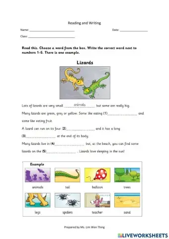 Reading and Writing (Cambridge) Fill in the blanks (1)