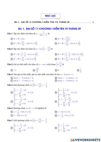 Kiểm tra thường xuyên tháng 9