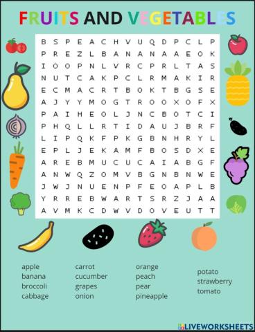 Fruits and vegetables