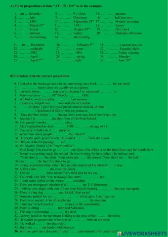 Prepositions of place time movement