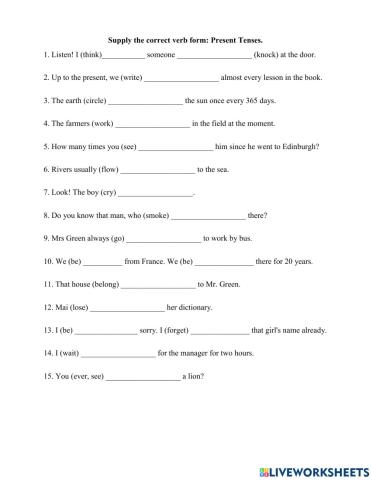 Review Present Tenses