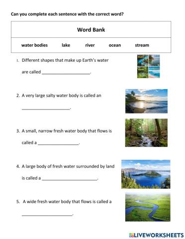 Can you name the different water bodies?