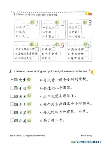 Vegetables and fruits