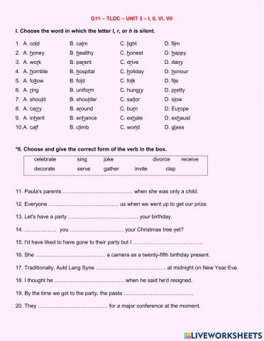 G11 - tldc - unit 3 - i - ii - vi - vii