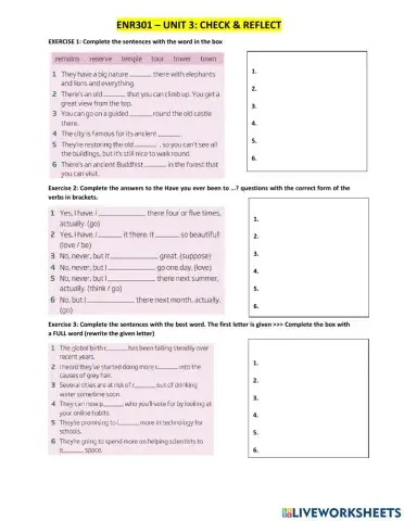 ENR301 - UNIT 3 CHECK AND REFLECT